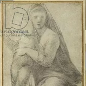 Virgin and Child (black chalk on grey paper)
