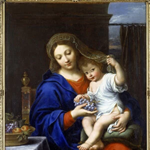 The Virgin has the cluster Painting by Pierre Mignard (1612-1695) 1640 Sun. 1, 21x0, 94 m