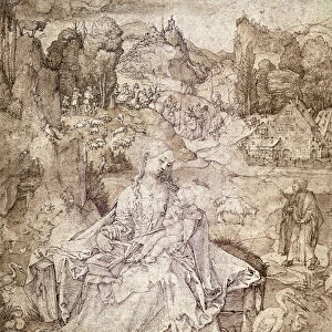 The Virgin Mary in the Middle of a Landscape, 1503 (pen and watercolour on paper)
