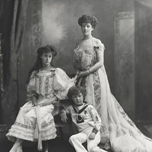 Viscountess Knollys and her children, photographed on the occasion of receiving King