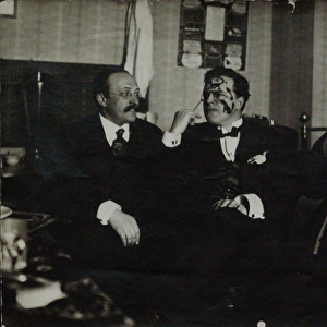 Vladimir Mayakovsky (right) with David Burlyuk (center) and Andrei Shemshurin, 1914