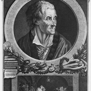 Voltaire and the Calas affair (engraving) (b / w photo)