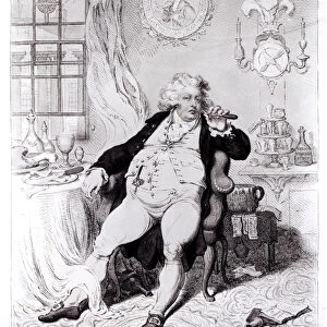 A Voluptuary under the Horrors of Digestion, published in 1792 (engraving) (b / w photo)
