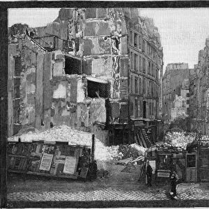 Vue des demolitions de la place Maubert a Paris, 1889. Gravure in "