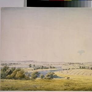 "Vue sur Putbus et ses environs en Allemagne"(View over Putbus) Aquarelle de Caspar David Friedrich (1774-1840) 1824-1825 Musee Pouchkine Moscou