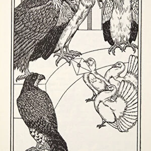 The Vultures and the Pigeons, from Fontaine Fables, pub. 1905 (engraving)