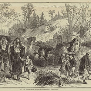 The War, Herzegovinian Refugees between Belosave and Goslitch (engraving)