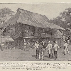 The War in the Philippines, Leading Filipinos gathered at Aguinaldos House (litho)
