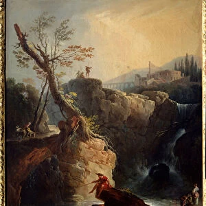 The waterfall Painting by Joseph Vernet (1714-1789) 1773 Sun