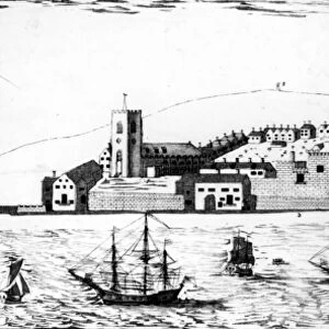The West Prospect of the Town of Liverpool, as it appeared about the year 1680, lithograph