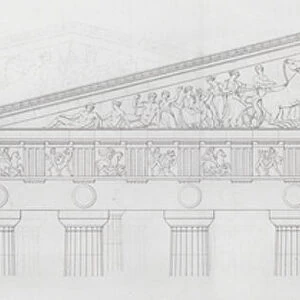 Western pediment of the Parthenon, Athens (engraving)