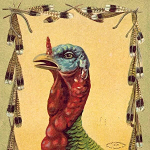 Who Said Turkey, Thanksgiving Day card (colour litho)