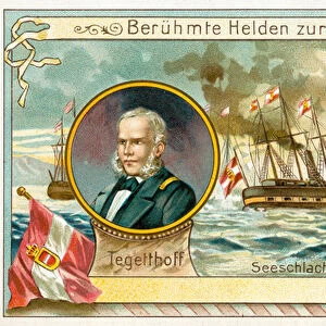 Wilhelm von Tegetthof, Austrian admiral, and the Battle of Lissa, 1866 (chromolitho)