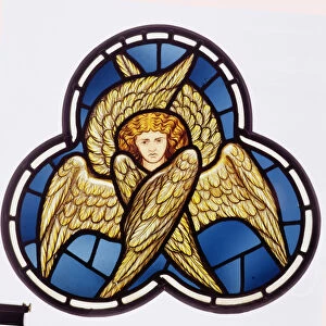 Window depicting a many-winged angel, made by the William Morris factory