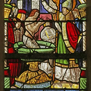 Window depicting Saint Remi anointing King Clovis (stained glass)