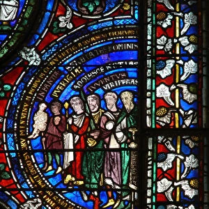 Window n14 depicting the Six Ages of Man (stained glass)