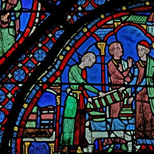 Window w5 depicting donors - drapers (stained glass)