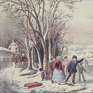 Winter Pastime, pub. 1855, Currier & Ives (colour litho)