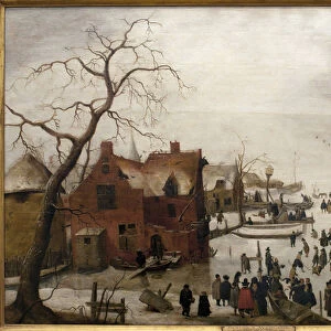 Winter Scene - Painting by Hendrick Avercamp (1585-1634), oil on wood