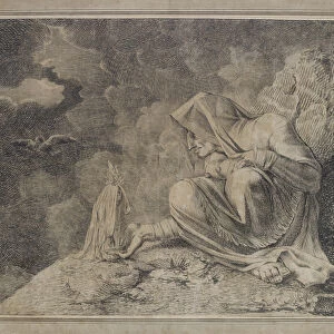 The Witch and the Mandrake, 18th century (pencil & w / c on paper)