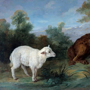 The wolf and the lamb. Illustration of a fable by Jean de La Fontaine (1621-1695)