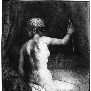The Woman with the Arrow (Venus and Cupid?), 1661 (etching, drypoint and burin)