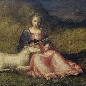 "Woman with Unicorn, anonymous, c. 1510 (oil on canvas)