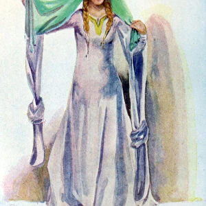 Womans costume in reign of Stephen (1135 -1154)