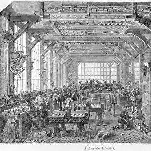 Workshop of Pleyel pianos makers during the Second Empire