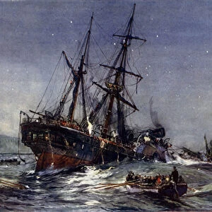 The Wreck of the "Birkenhead, "1852 (colour litho)