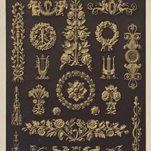 XIXth Century, Empire Style, Metal Ornaments (colour litho)