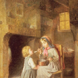 Young Girl Feeding a Toddler
