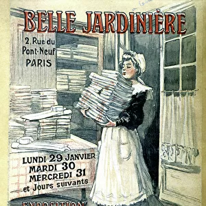 Young lingere - Poster advertising of the Belle Jardiniere for a sale of linen and shirts, c. 1890 - 1900