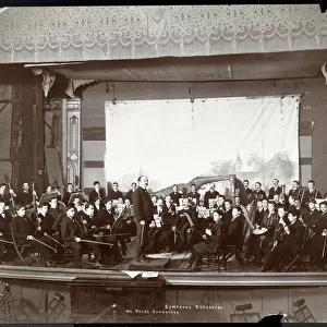 Young Mens Symphony Orchestra on stage, New York, c. 1901 (silver gelatin print)