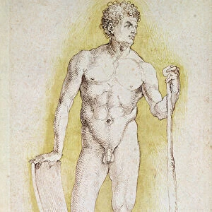 Young Nude Man (pen and ink on paper)