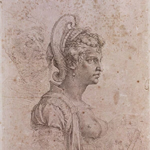 Zenobia, Queen of Palmyra, Syria (3rd century AD) (charcoal on paper)