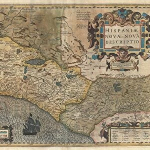 1606, Hondius and Mercator Map of Mexico, topography, cartography, geography, land