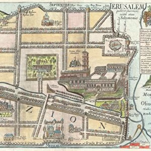1650, Fuller Map of Jerusalem, Israel, Palestine, Holy Land, topography, cartography