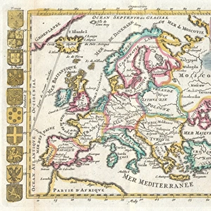1706, De La Feuille Map of Europe, topography, cartography, geography, land, illustration
