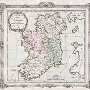 1766, Desnos, de la Tour Map of Ireland, topography, cartography, geography, land