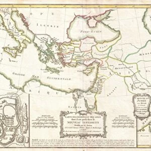 1771, Bonne Map of the New Testament Lands, w- Holy Land and Jerusalem, Rigobert Bonne 1727 - 1794