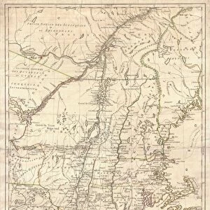 1777, Brion de La Tour Map of New York and New England, Revolutionary War, topography
