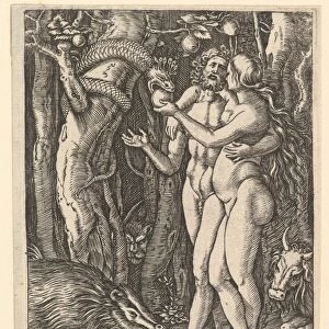Adam Eve apple serpent ca 1500-1534 Engraving