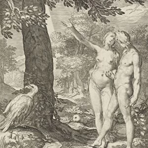 Adam and Eve before the Tree of Knowledge of Good and Evil, print maker: Jan Saenredam