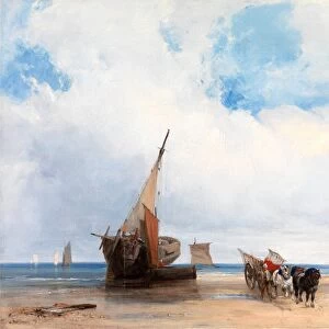 Beached Vessels and a Wagon, near Trouville, France A Coast Scene in Northern France