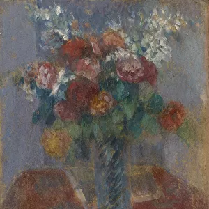 Bouquet de fleurs 1900 oil silk canvas 18 x 14. 1 cm