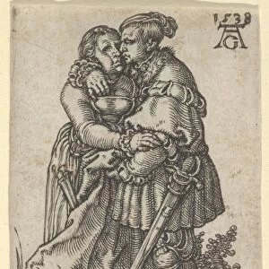 Couple Embracing Small Wedding Dancers 1538 Engraving