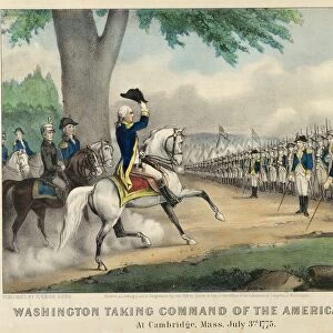 Drawings Prints, Print, Washington, Taking, Command, American, Army, Cambridge, Massachusetts