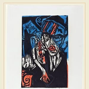 Ernst Ludwig Kirchner, Qualen der Liebe, German, 1880-1938, 1915, color woodcut