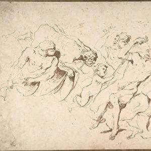 Fantastic Subject Five Nude Male Figures Punishing Another